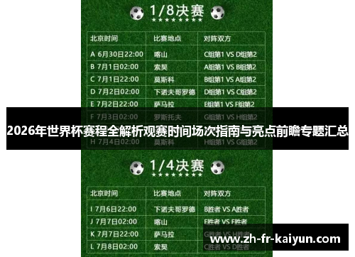 2026年世界杯赛程全解析观赛时间场次指南与亮点前瞻专题汇总